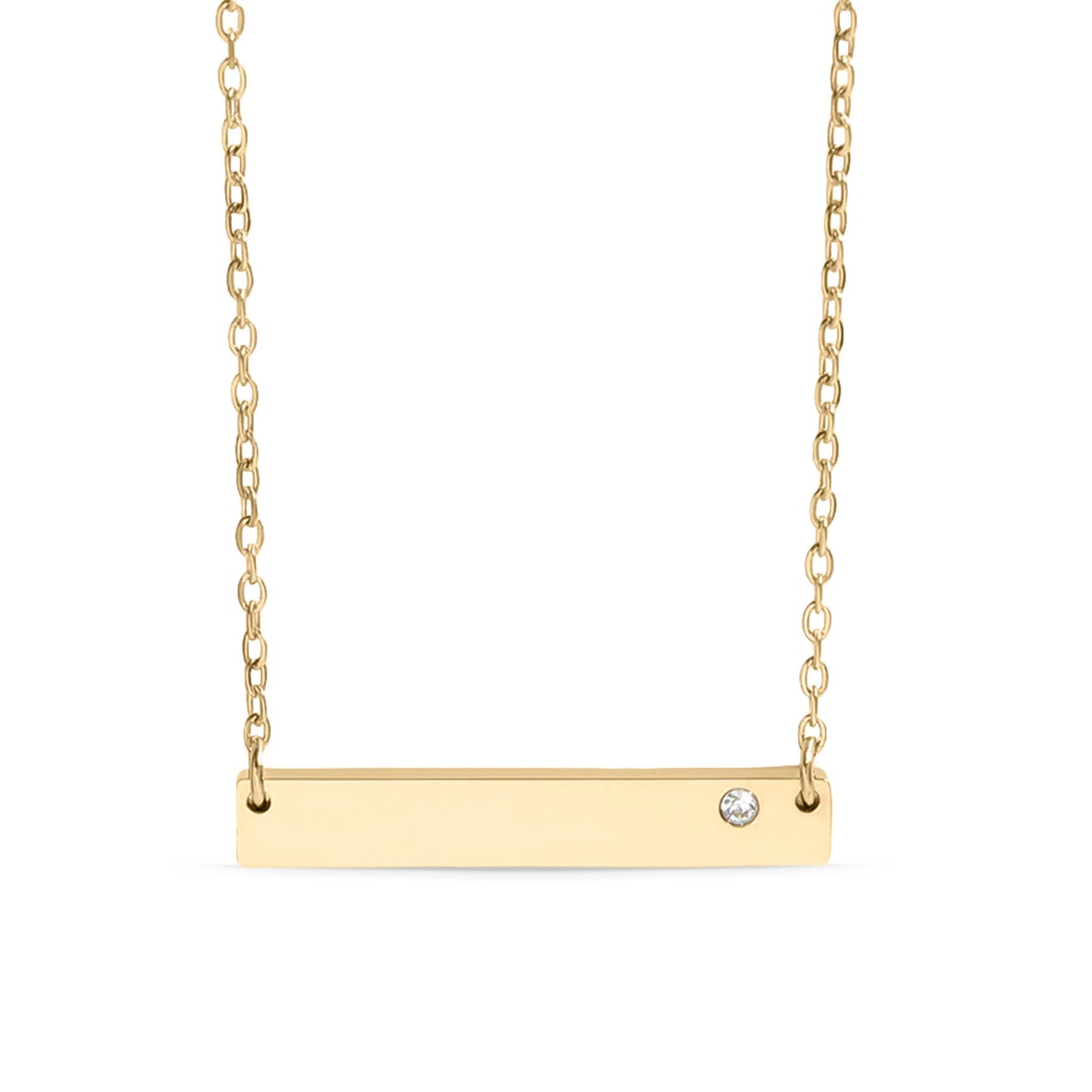 Add a Custom Engraved Gold Stainless Steel Bar Birthstone Necklace