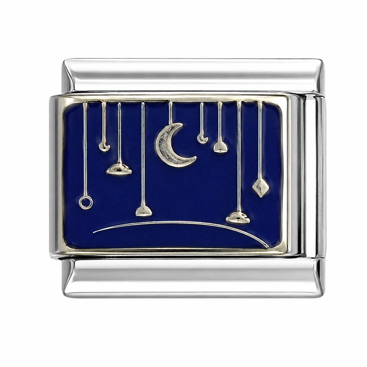Hanging Moon & Stars Silver Italian Charm