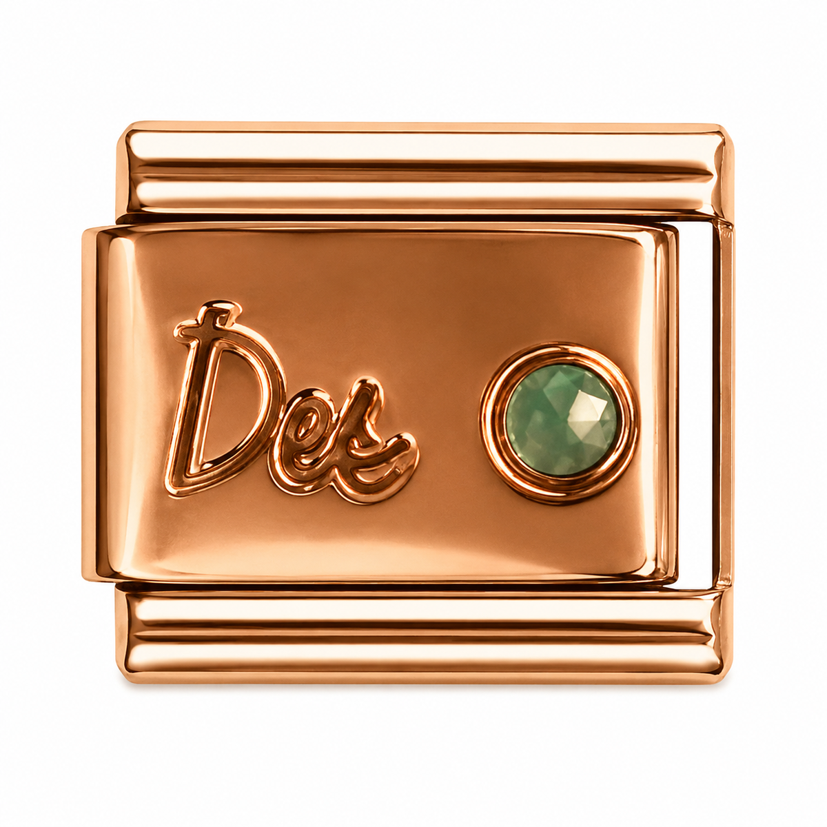 Des with Green Gem Gold Italian Charm