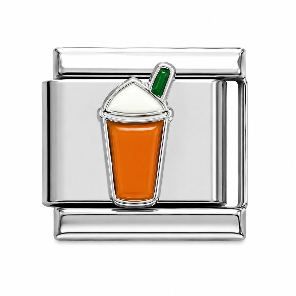 Orange Drink Silver Italian Charm