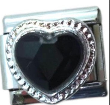 Black Heart Italian Charm