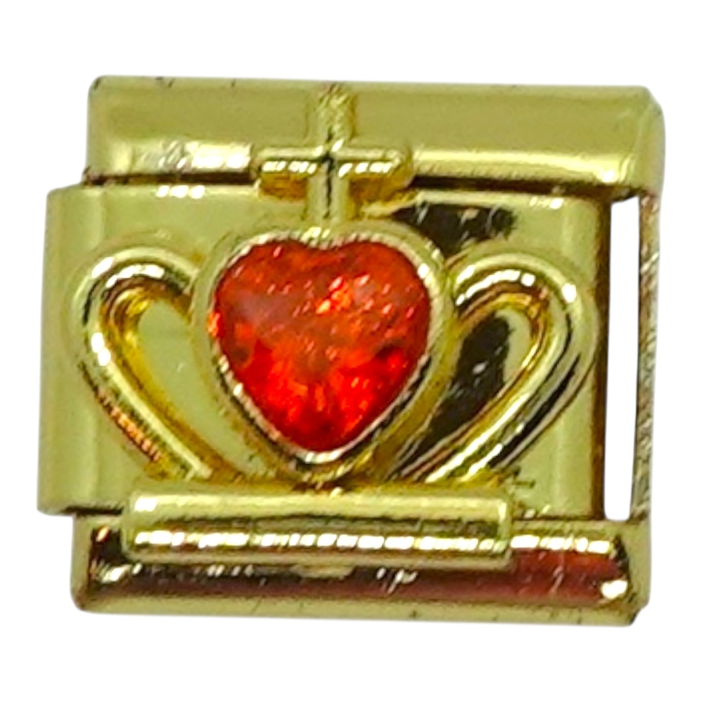 Diamond Heart Crown Gold Italian Charm
