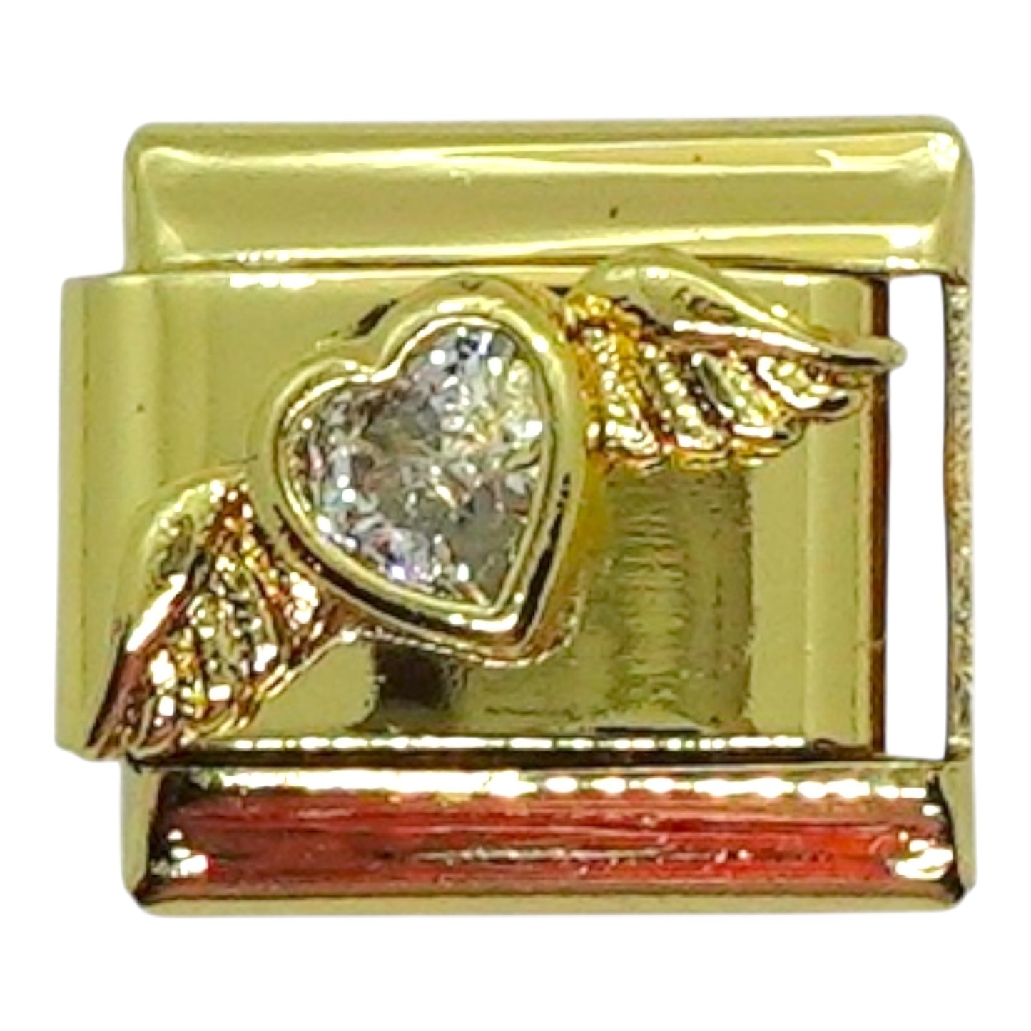 Diamond Heart Gold Italian Charm