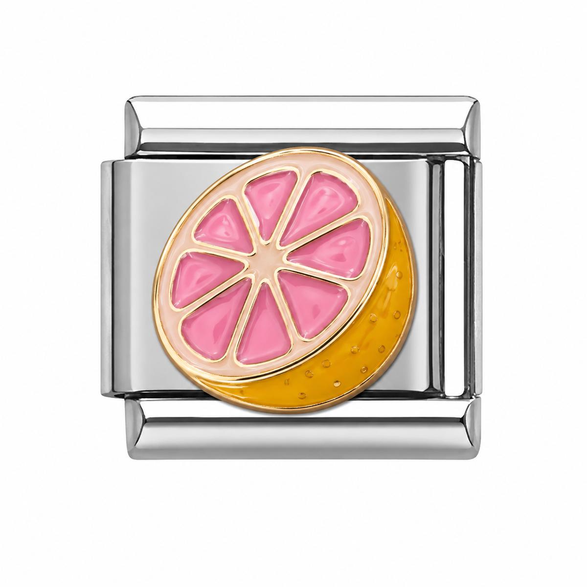 Pink Grapefruit Slice Silver Italian Charm