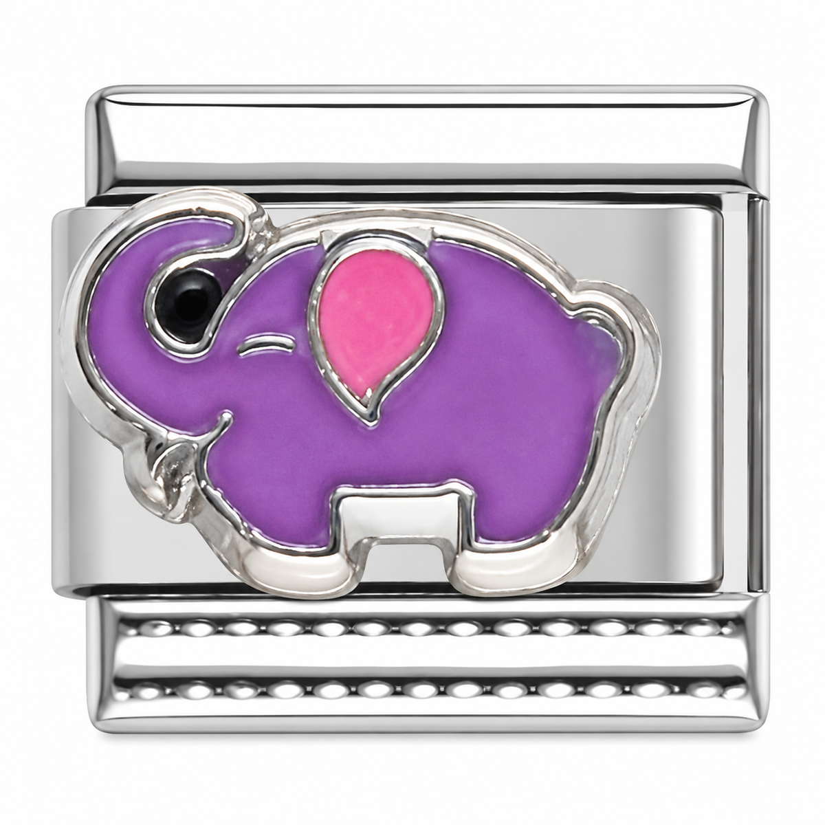Purple Elephant Silver Italian Charm