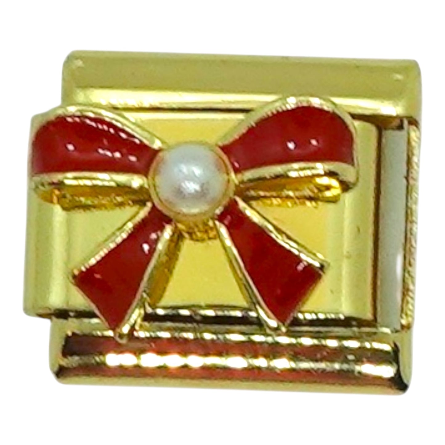 Pearl Bow Gold Italian Charm