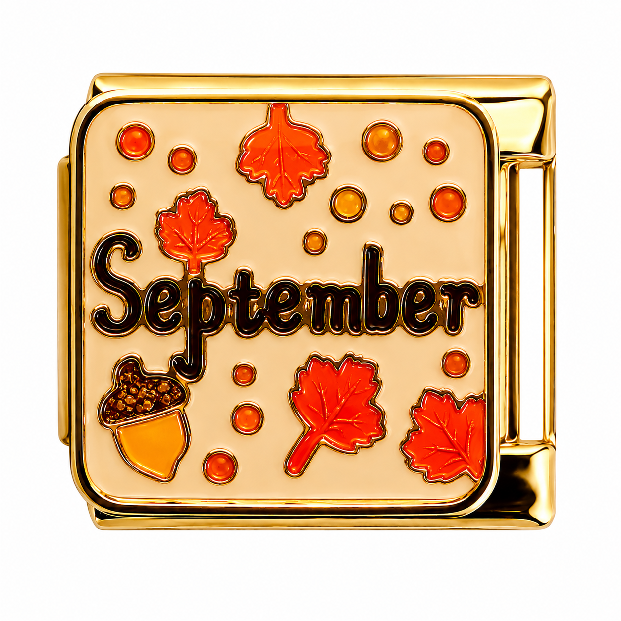 September Autumn Leaves Gold Italian Charm
