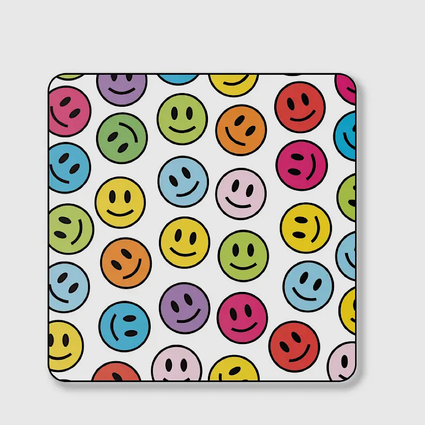Rainbow Happy Face Coaster (1 coaster)