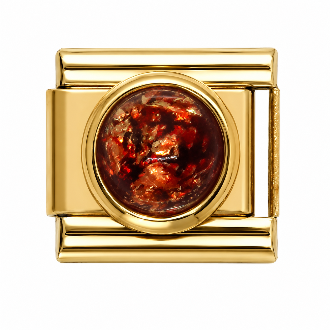 Amber Stone Gold Italian Charm