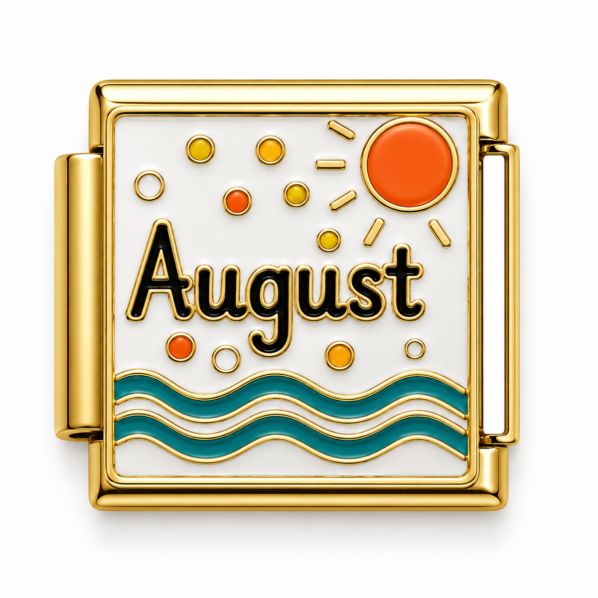 August Sunshine and Ocean Waves Gold Italian Charm