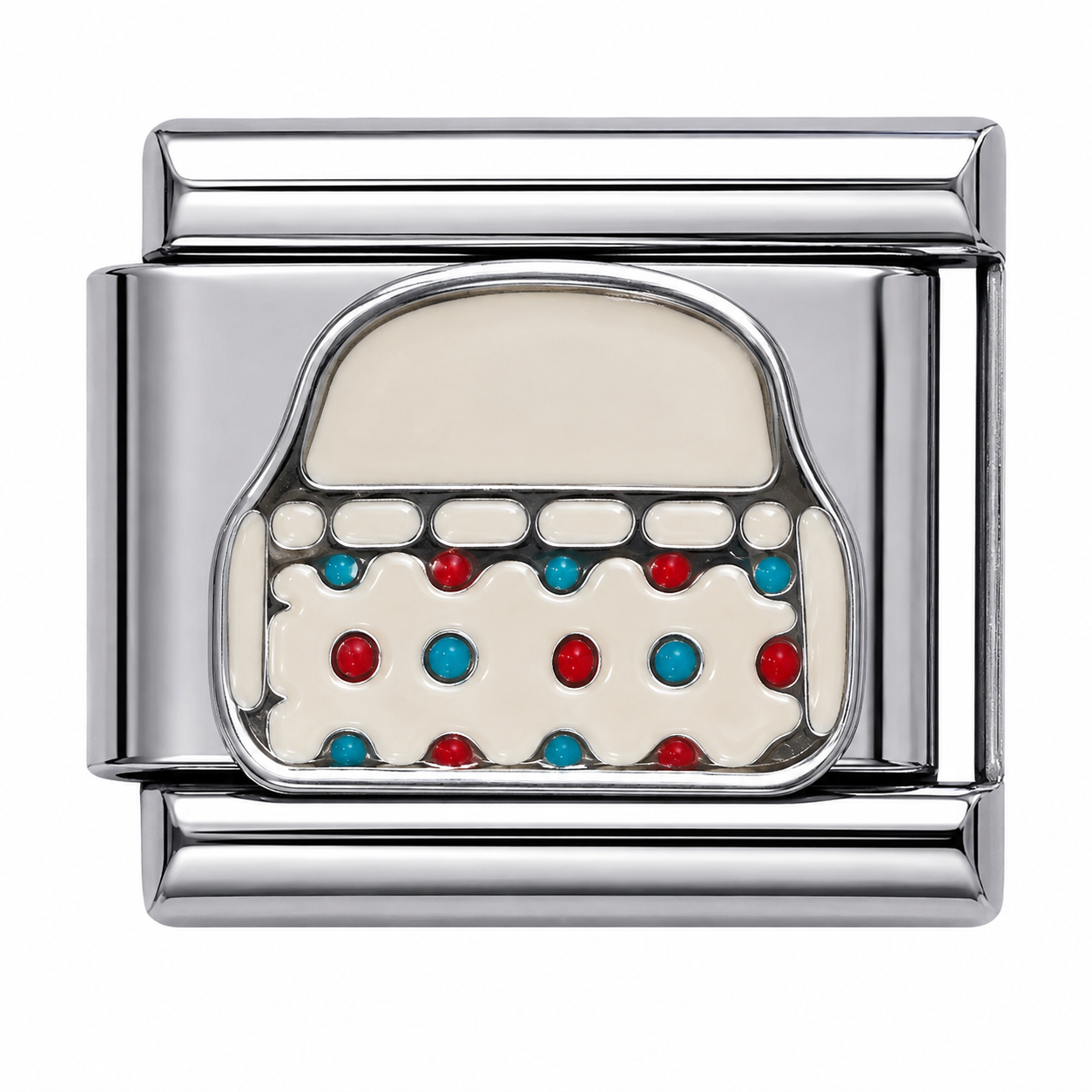 Birthday Cake Silver Italian Charm