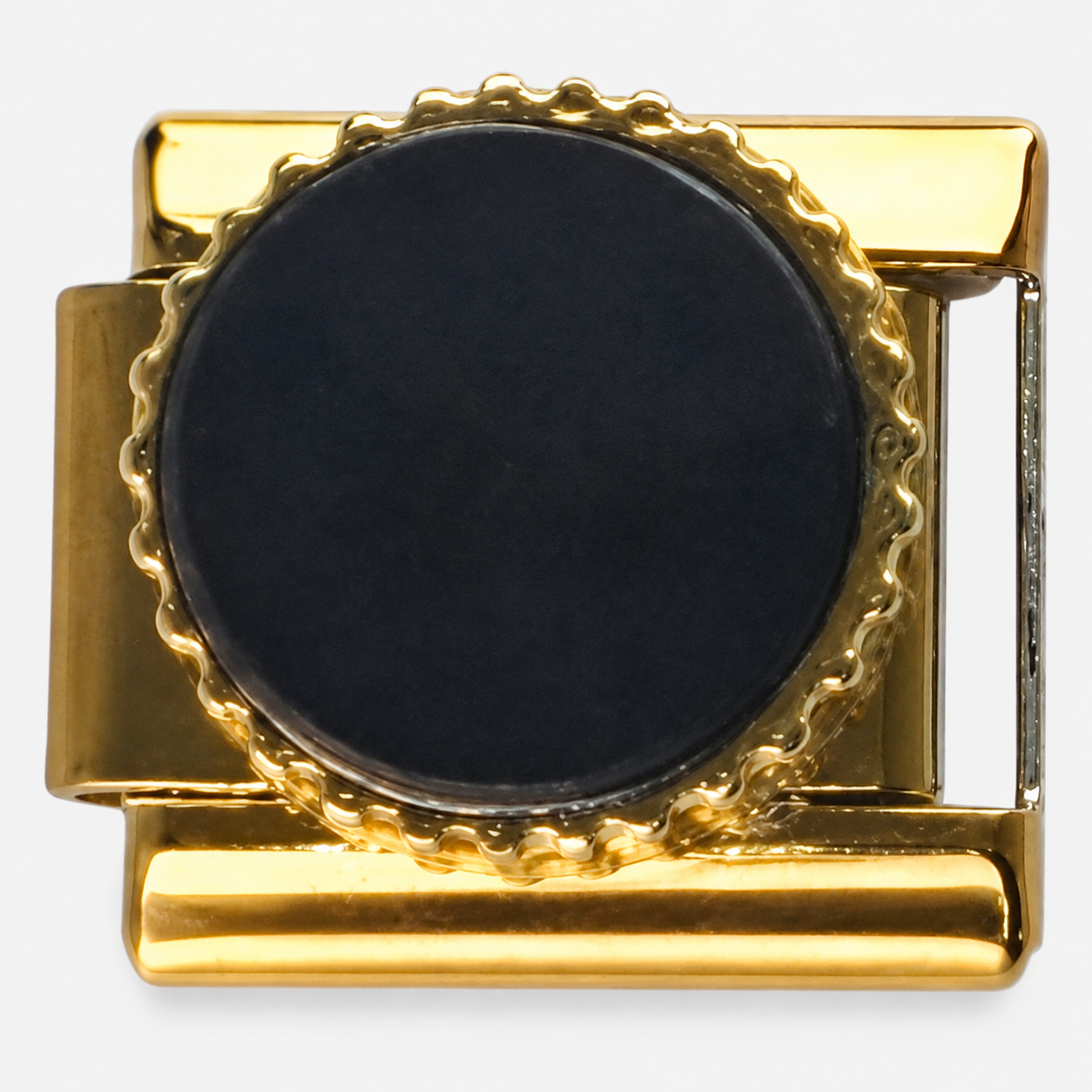 Black Button Gold Italian Charm
