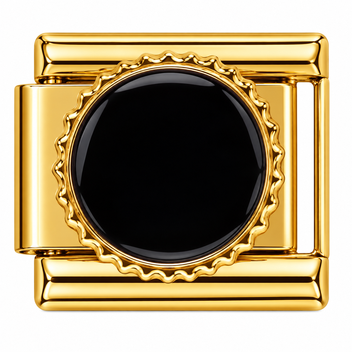 Black Circle Gold Italian Charm