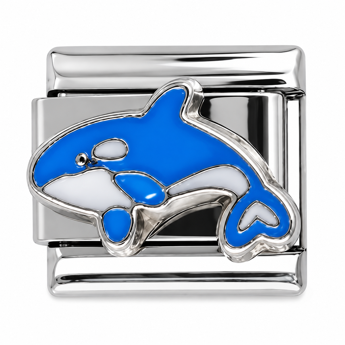 Blue Dolphin Silver Italian Charm