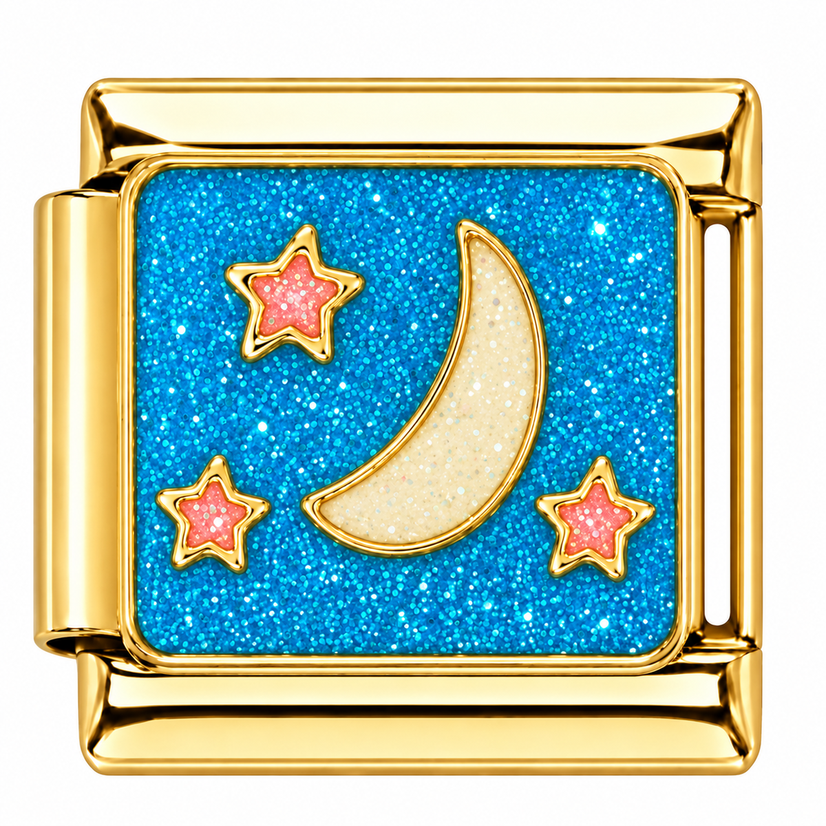 Blue Moon and Stars Gold Italian Charm