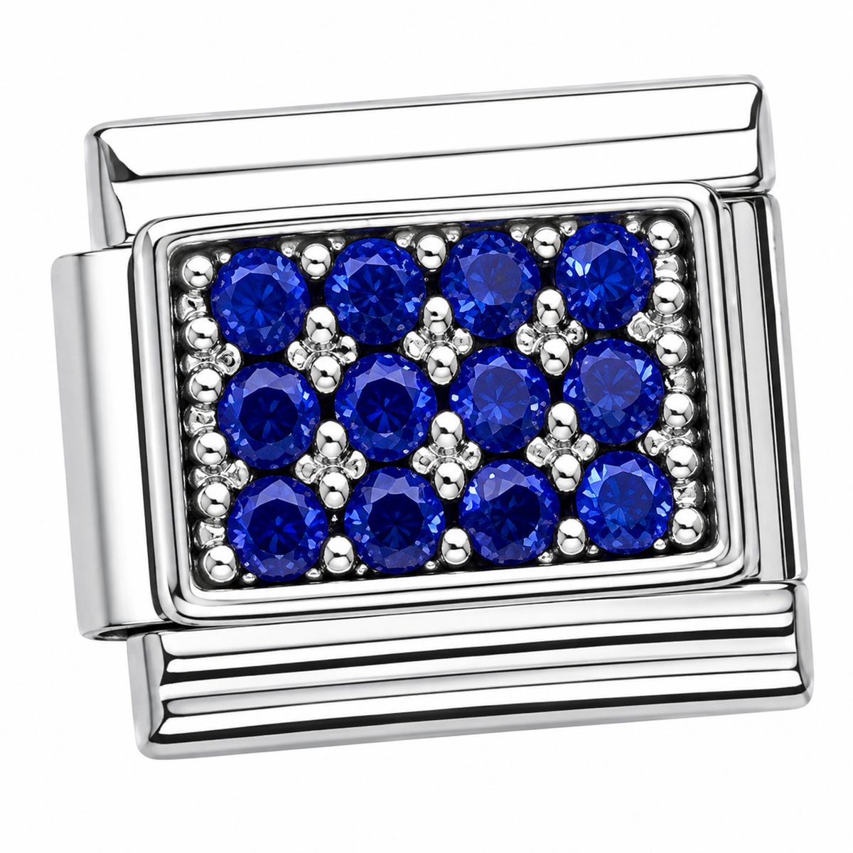 Blue Sapphire Pave Silver Italian Charm