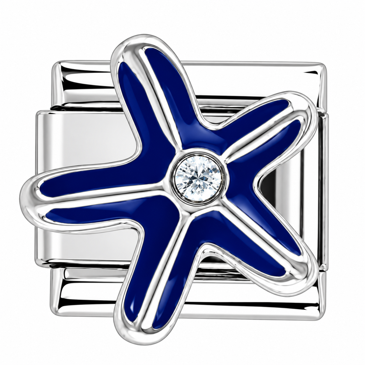 Blue Starfish Silver Italian Charm