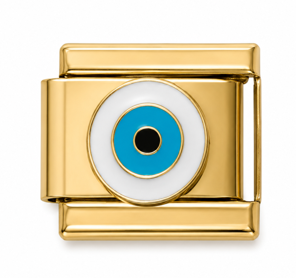 Blue & White Evil Eye Gold Italian Charm