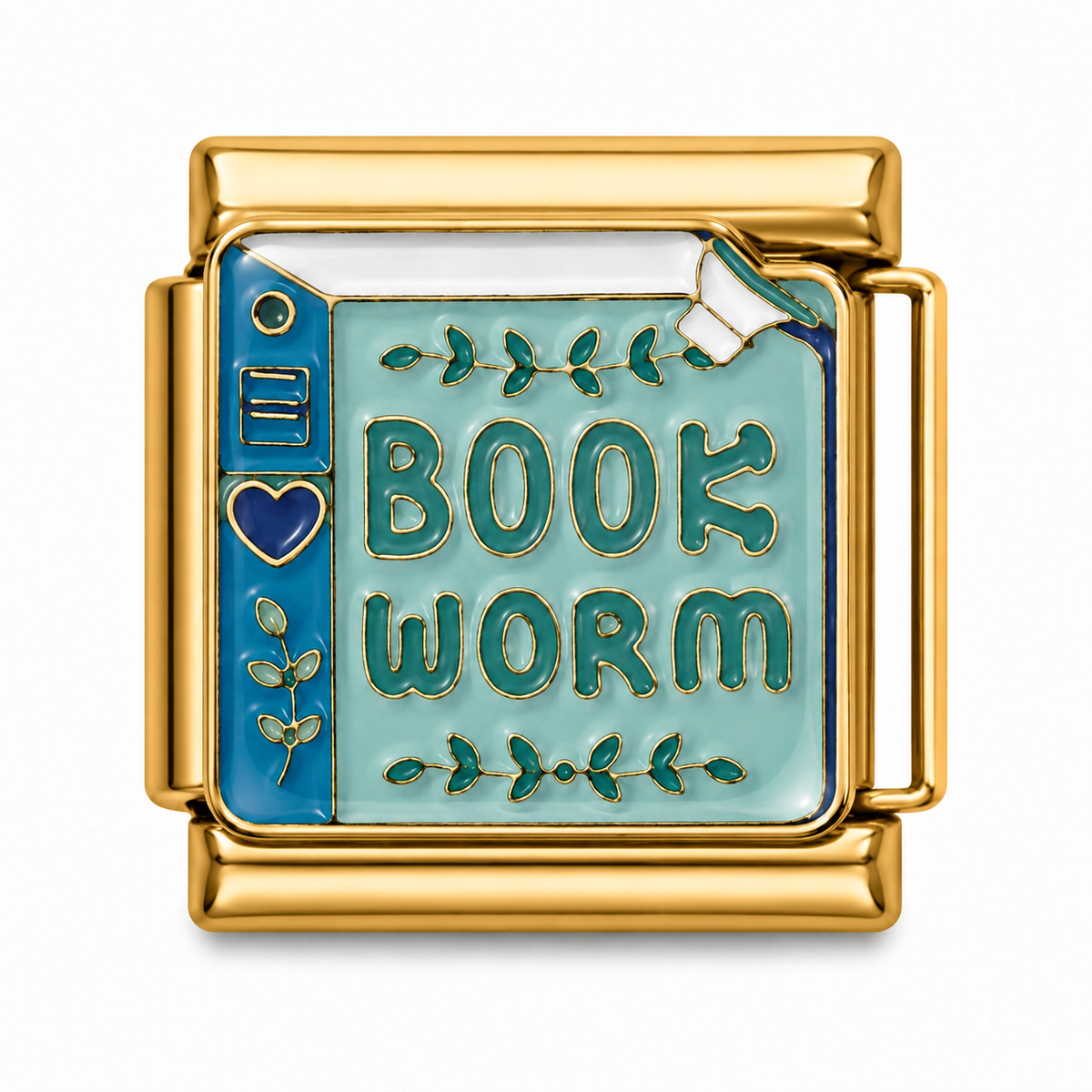 Bookworm Gold Italian Charm