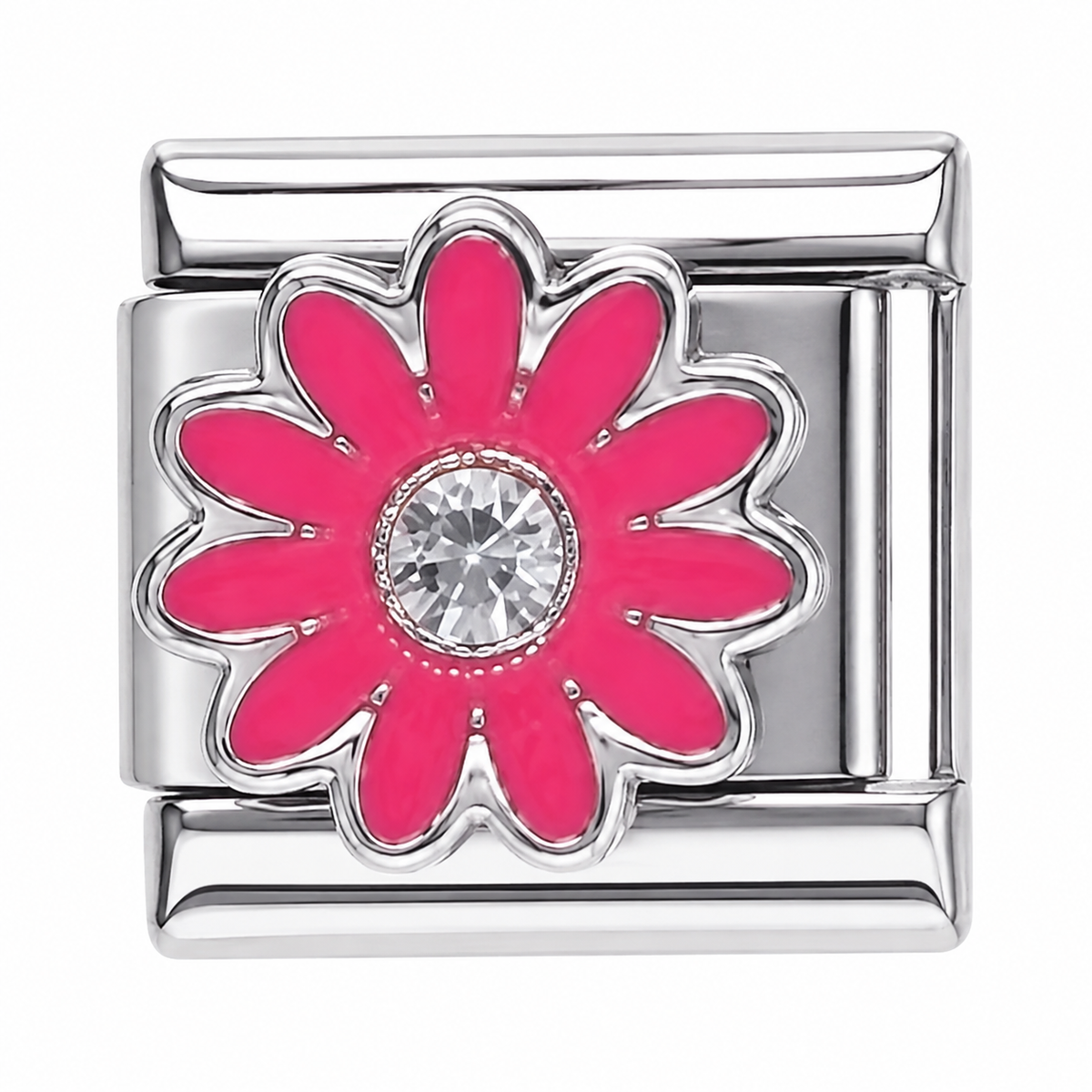 Red Daisy Silver Italian Charm