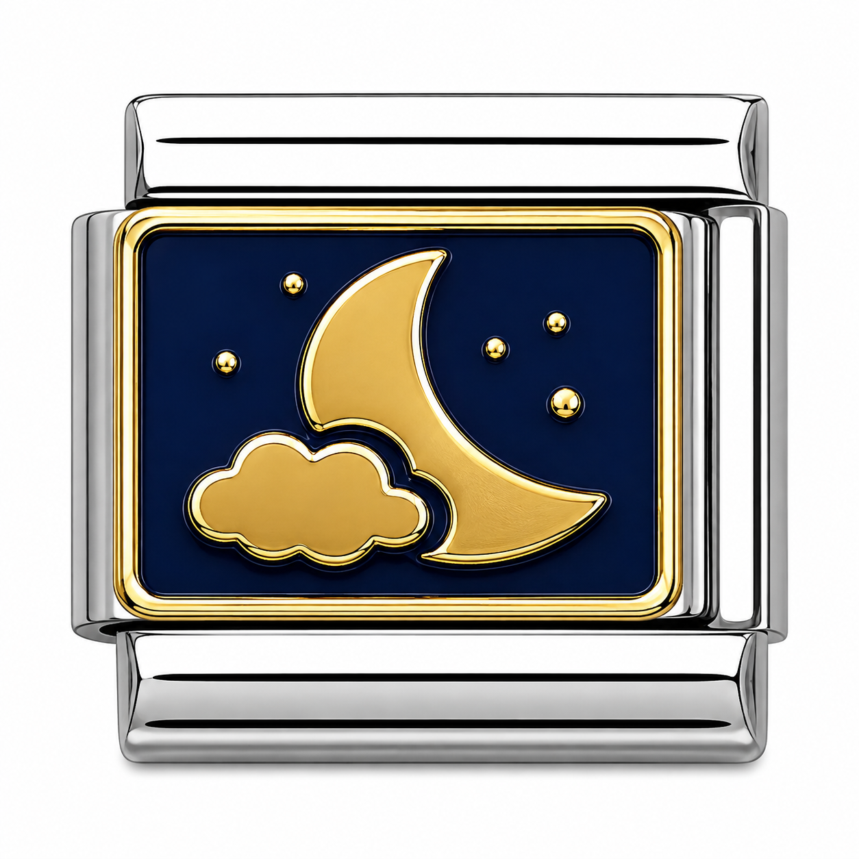 Crescent Moon and Cloud Silver Italian Charm