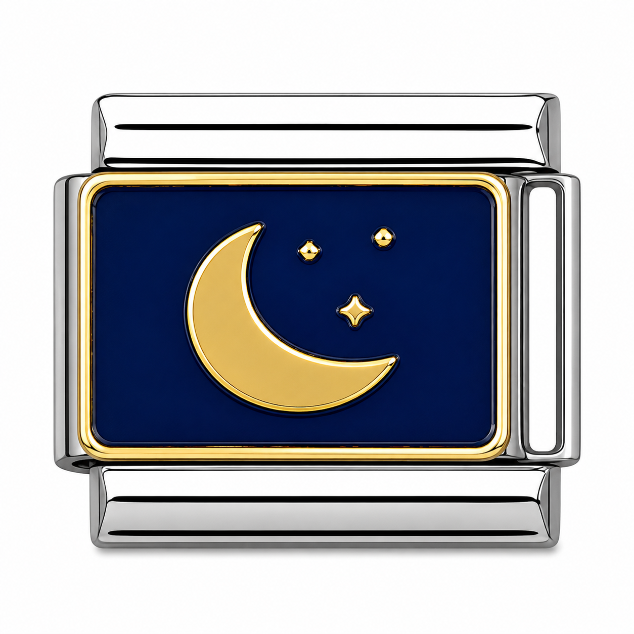 Crescent Moon and Stars Silver Italian Charm