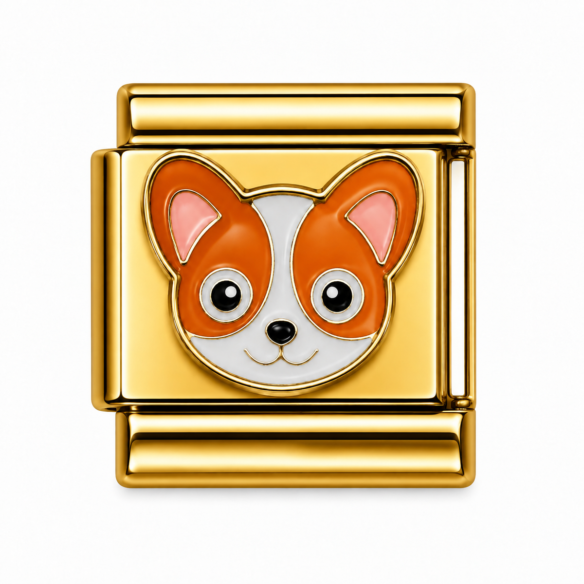 Cute Corgi Face Gold Italian Charm