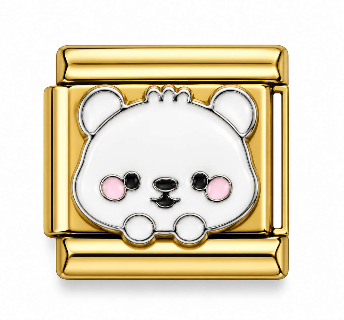 Cute White Bear Gold Italian Charm