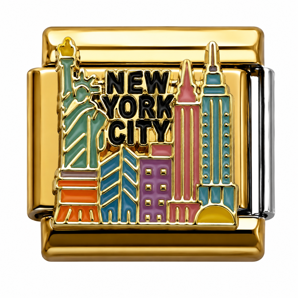 New York City Skyline Gold Italian Charm
