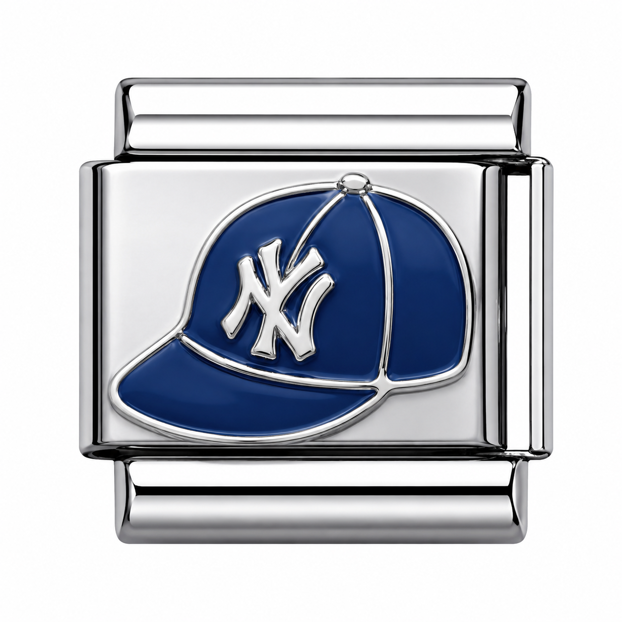 New York Baseball Cap Silver Italian Charm