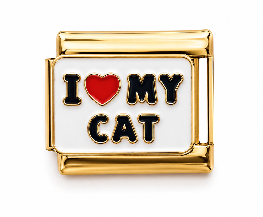I Love ❤️ My Cat Gold Italian Charm