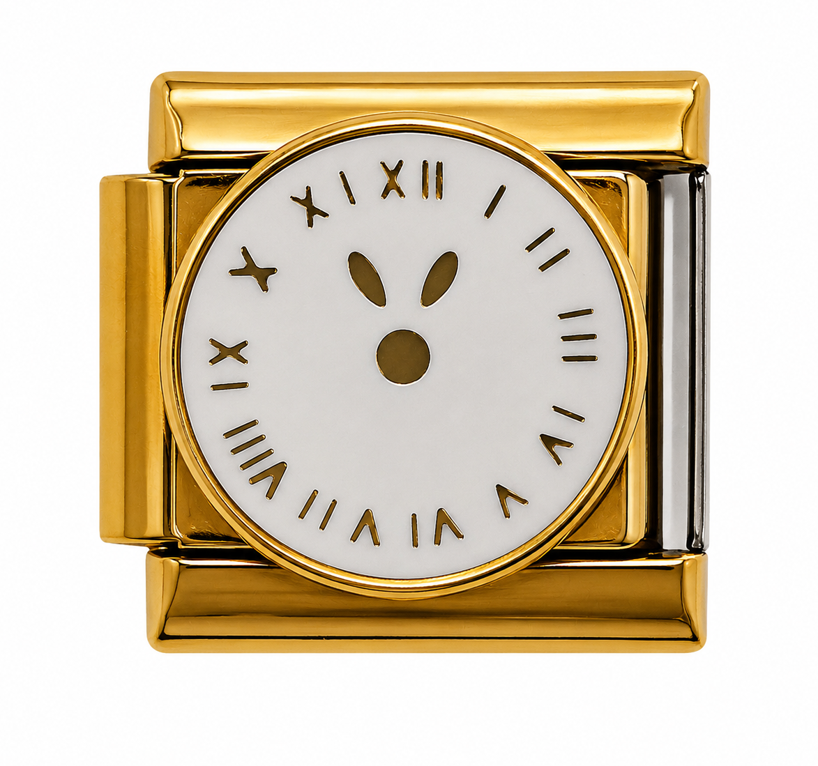 Roman Numeral Clock Gold Italian Charm