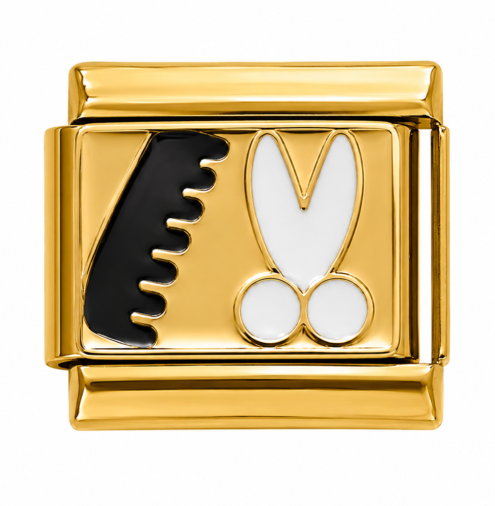Hairdresser Scissors and Comb Gold Italian Charm