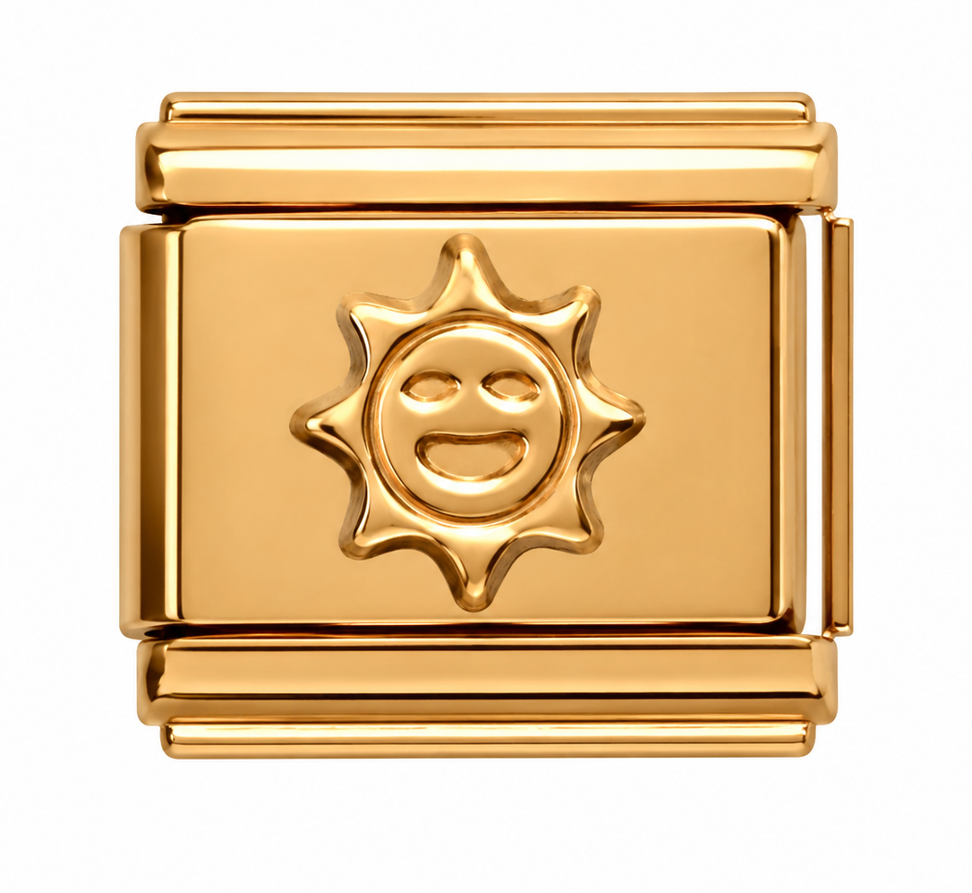 Smiling Sun Gold Italian Charm