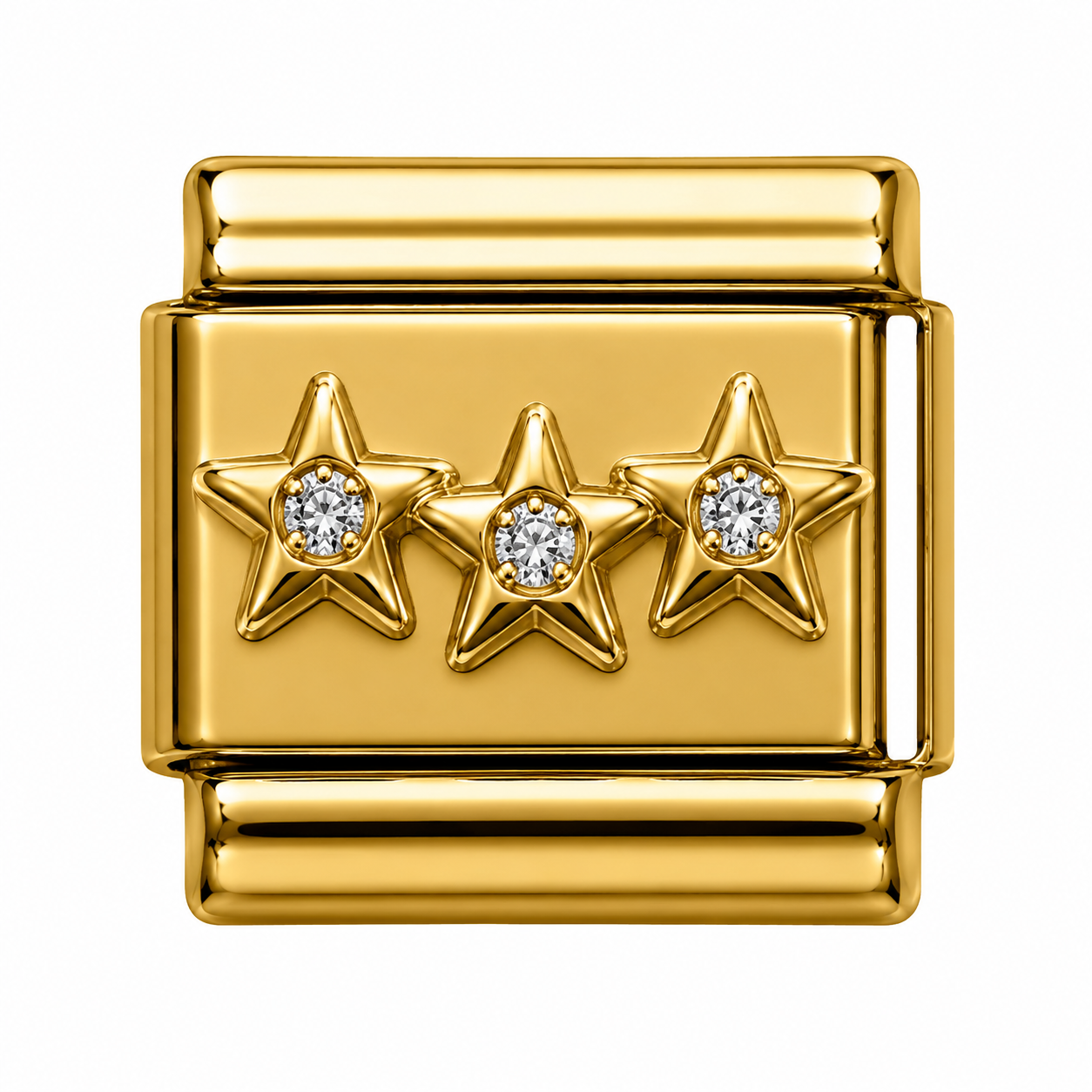 Triple Crystal Star Gold Italian Charm