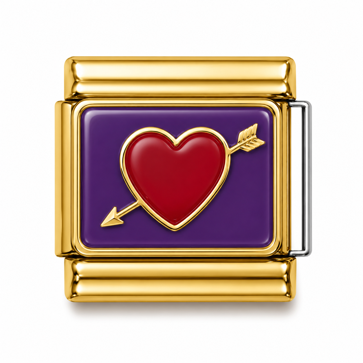 Cupid’s Arrow Heart Gold Italian Charm