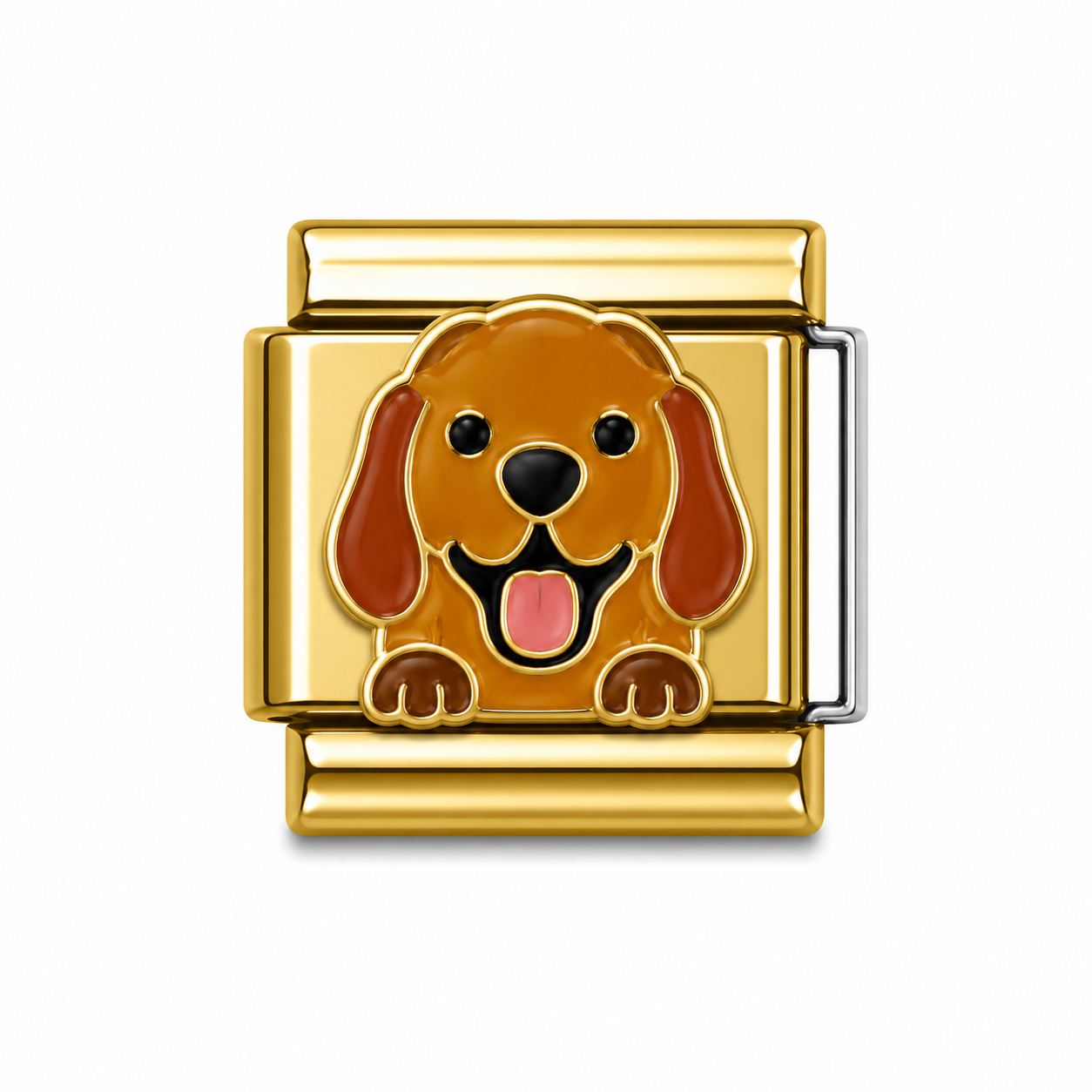 Happy Golden Puppy Gold Italian Charm