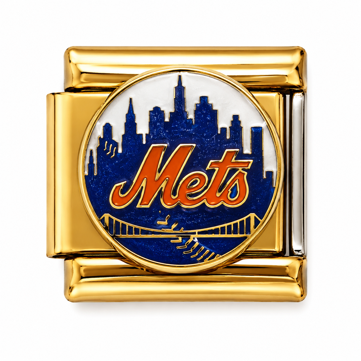 New York Mets Skyline Gold Italian Charm