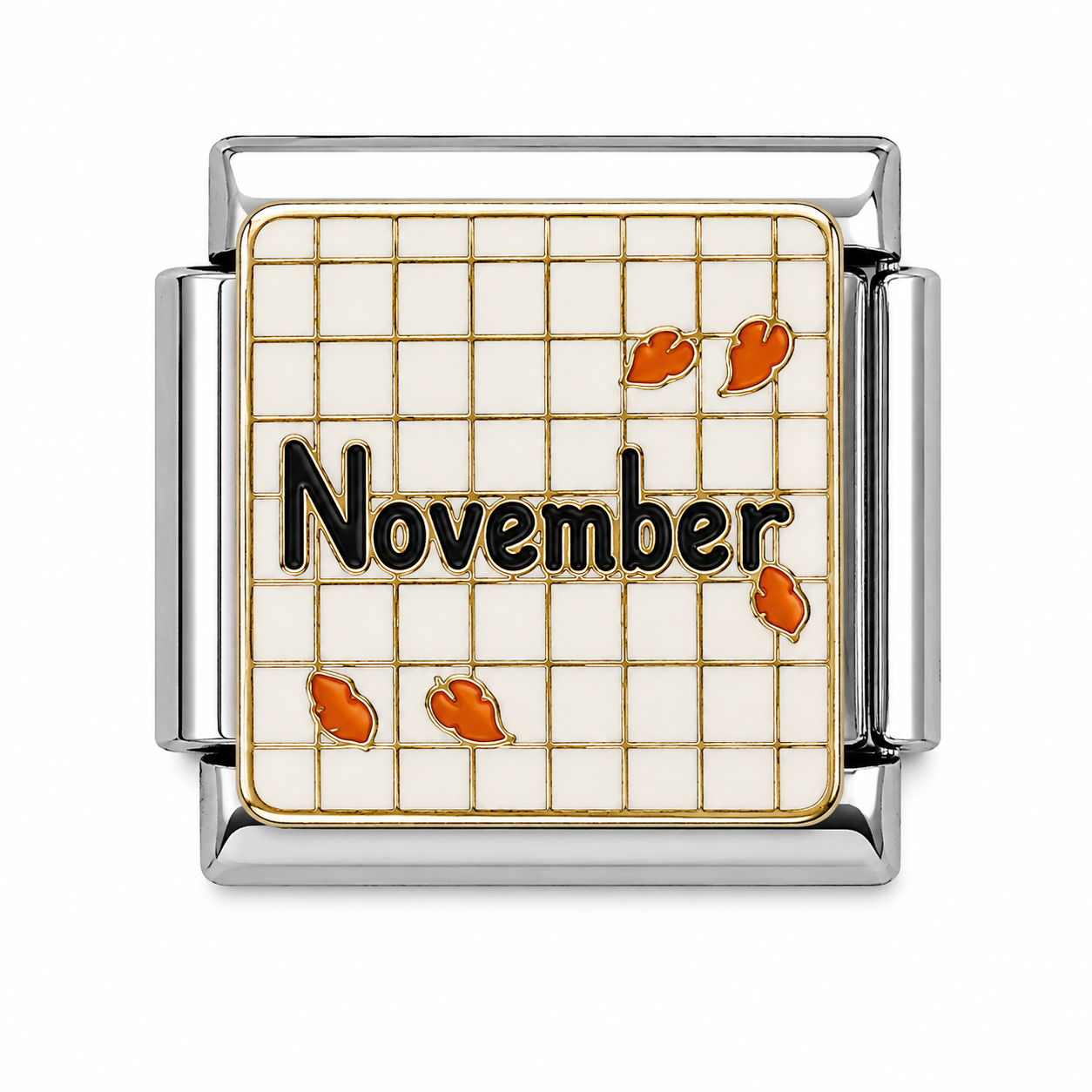 November Autumn Leaves Two-Tone Silver Italian Charm