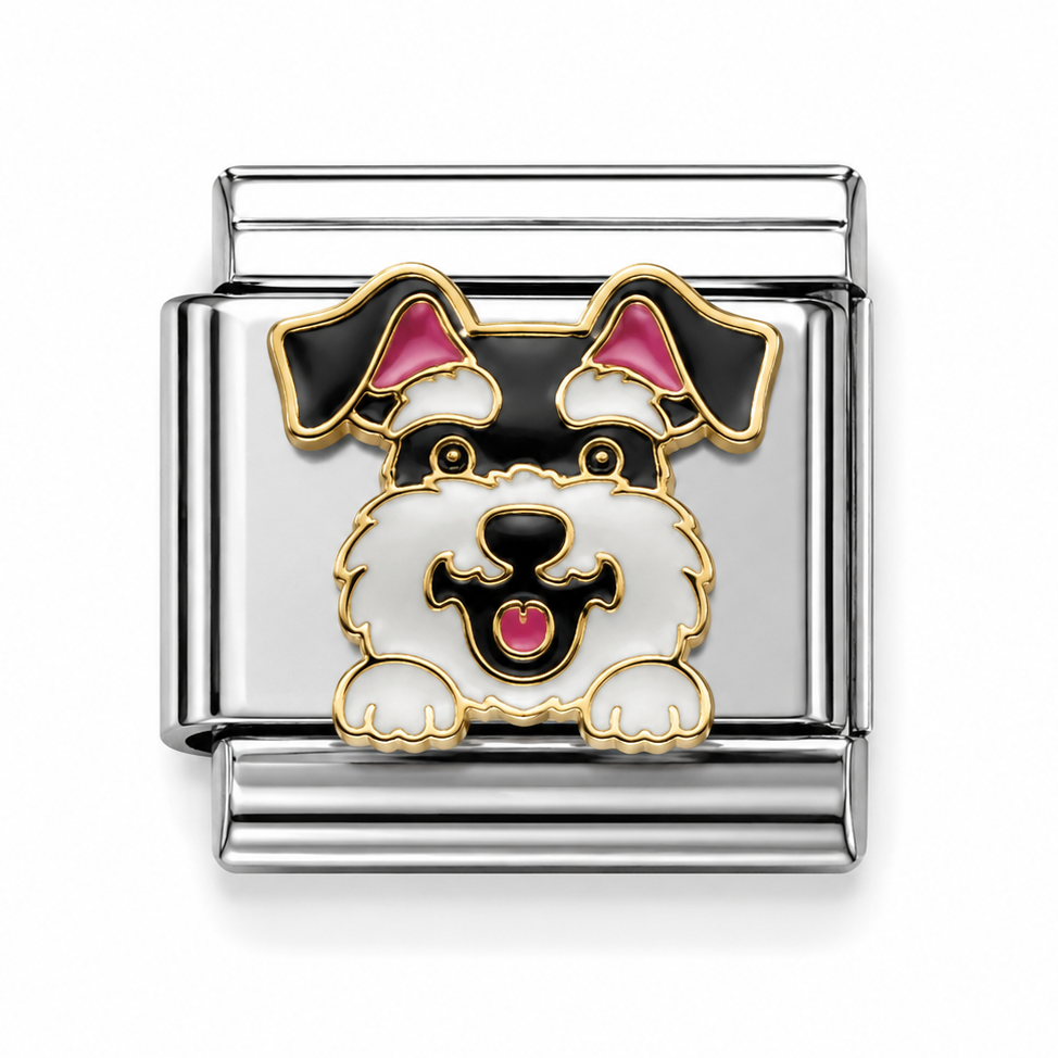 Miniature Schnauzer Two-Tone Silver Italian Charm