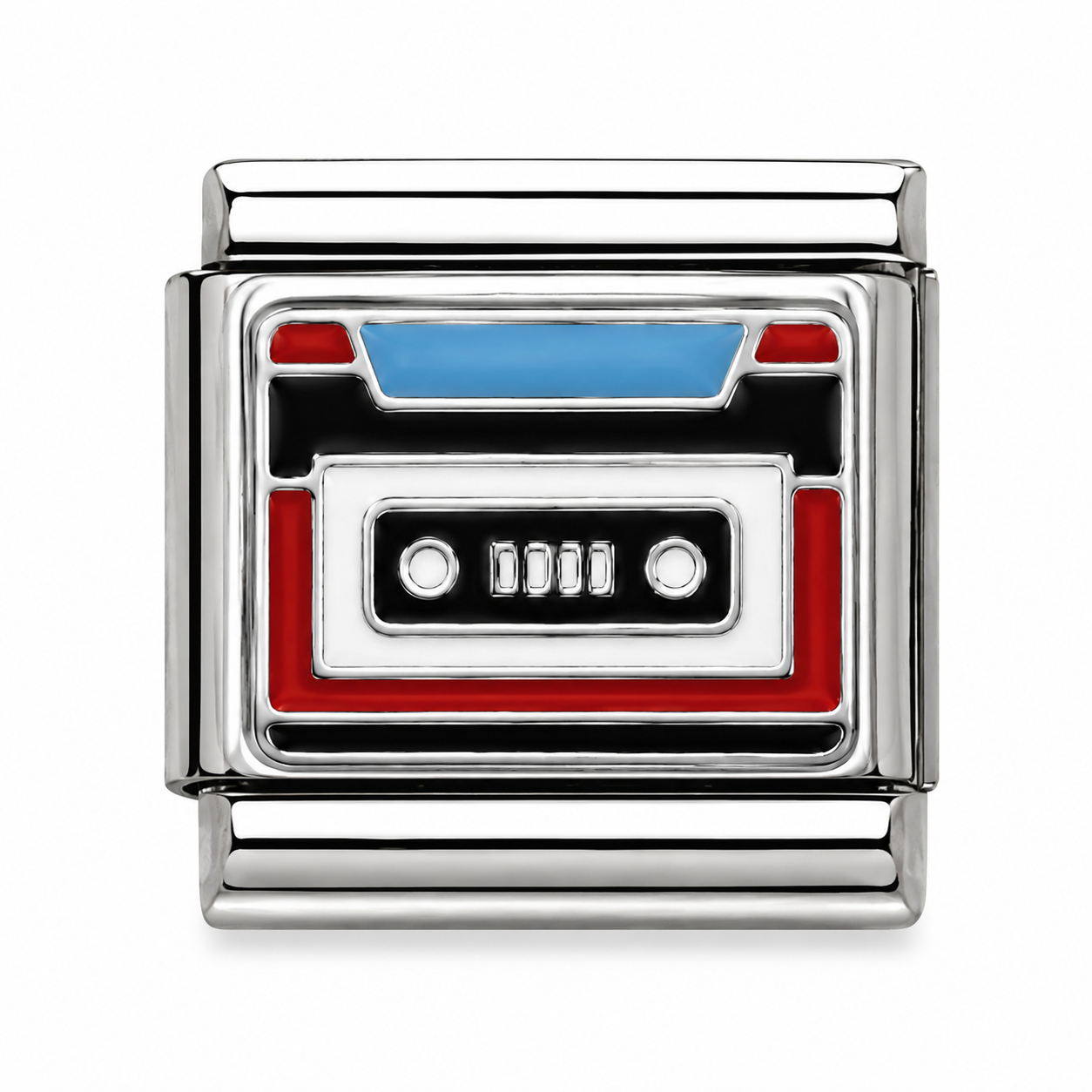 Retro Cassette Player Silver Italian Charm