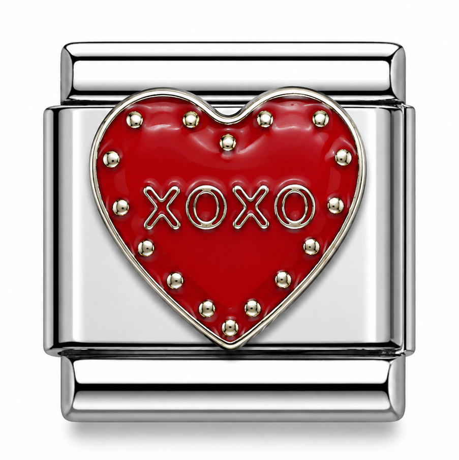 XOXO Red Heart ❤️ Silver Italian Charm