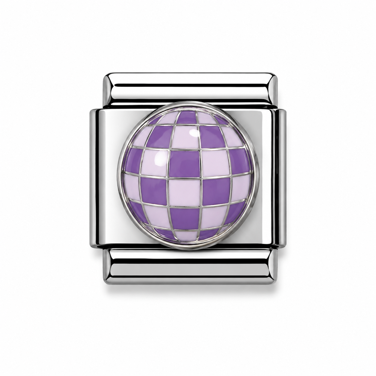 Purple Disco Ball Silver Italian Charm