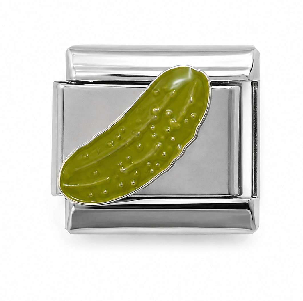 Green Pickle Silver Italian Charm