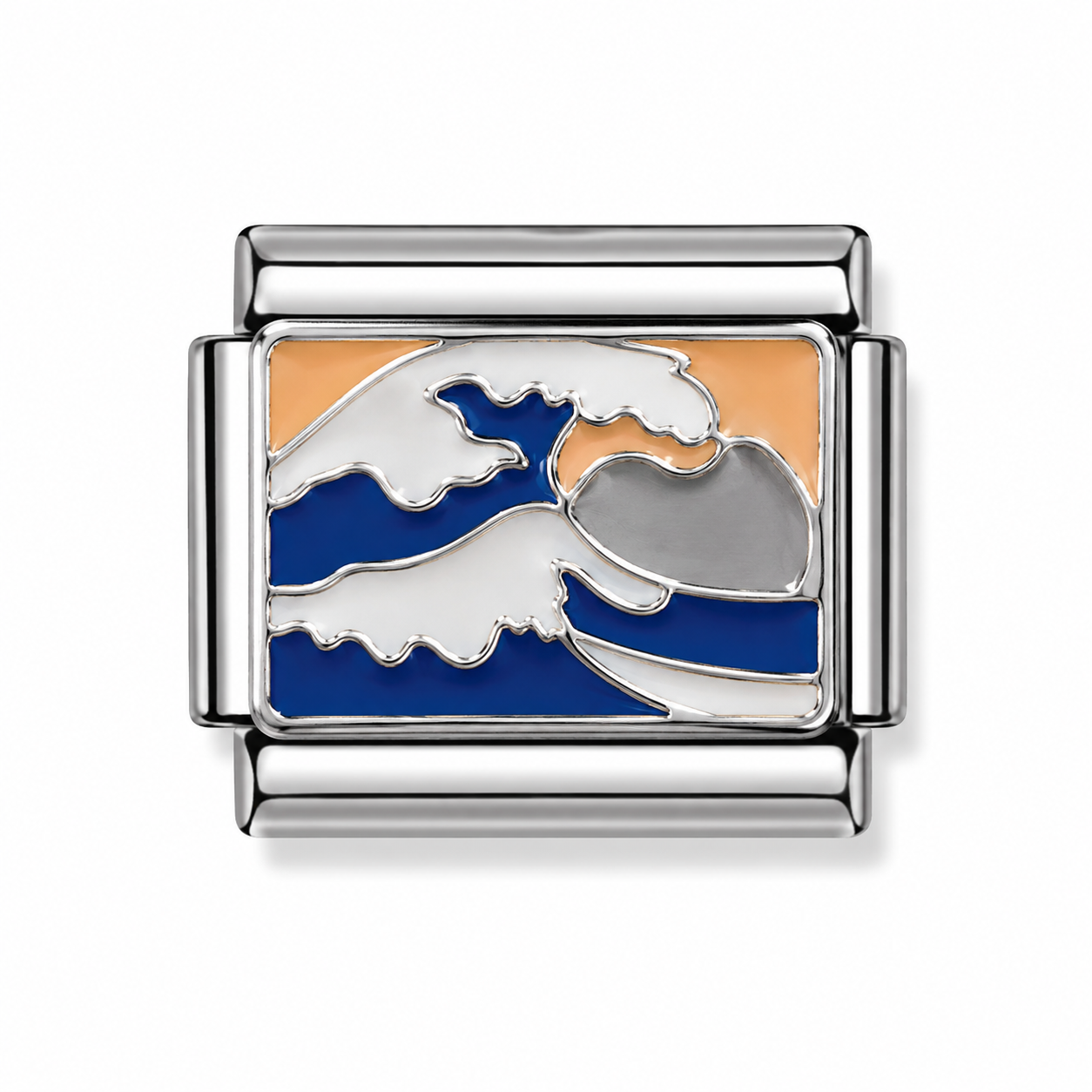 Great Wave Sunset Silver Italian Charm