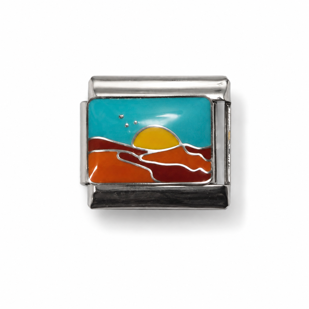 Desert Sunset Landscape Silver Italian Charm