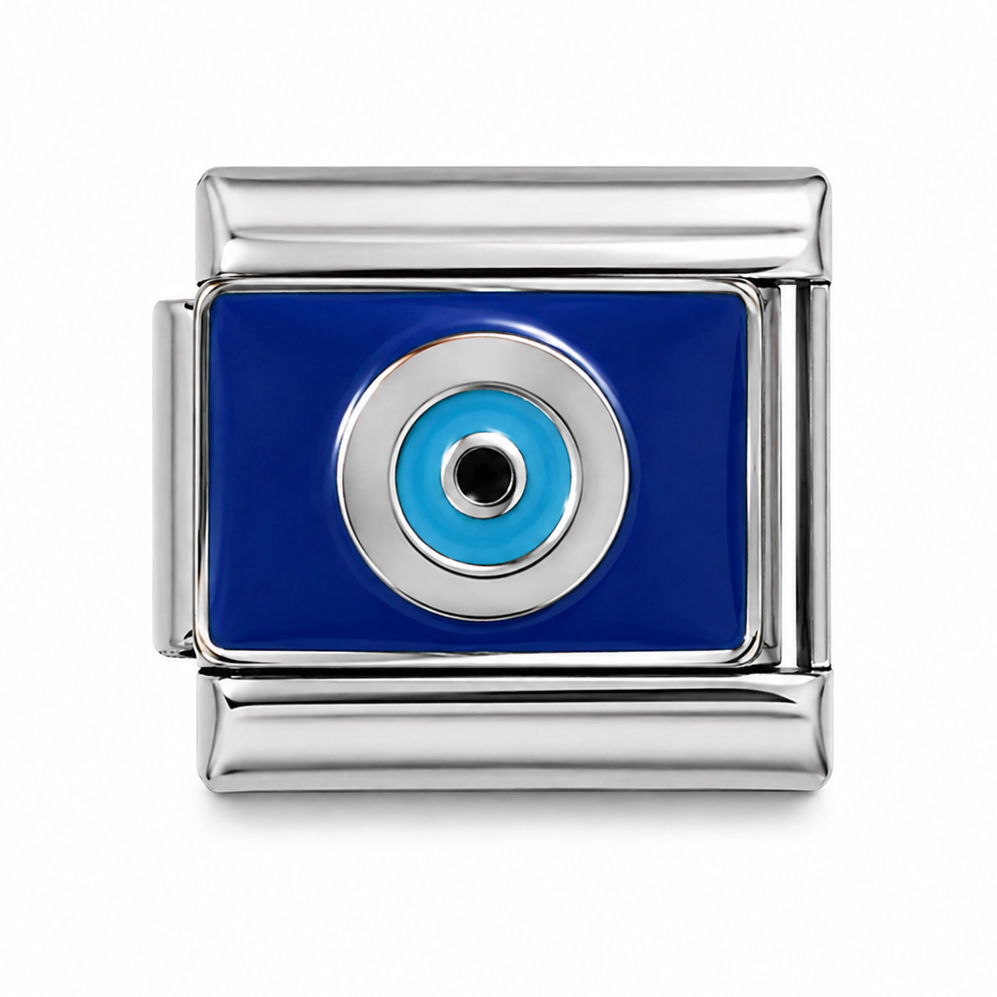 Classic Blue Evil Eye Silver Italian Charm