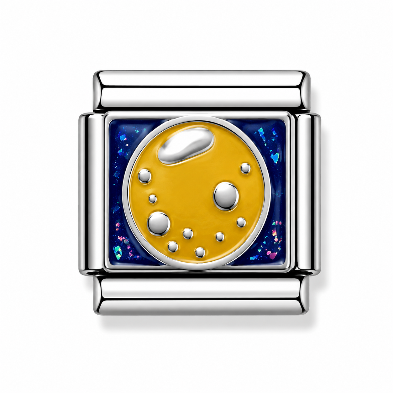 Golden Moon Galaxy Silver Italian Charm