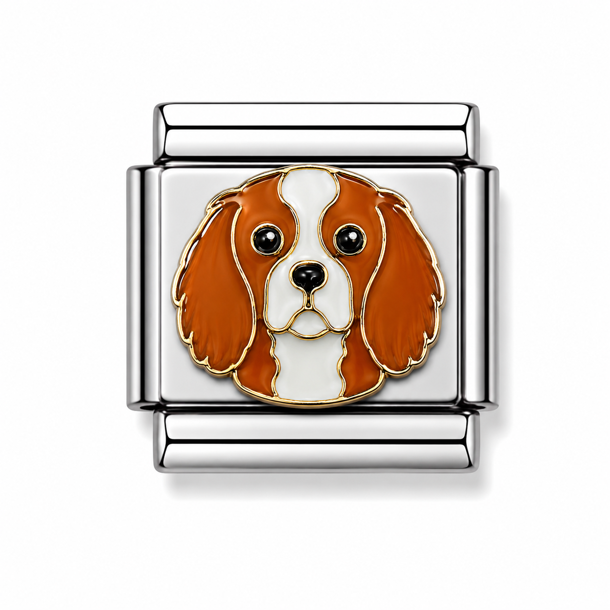 Blenheim Cavalier King Charles Spaniel Two-Tone Silver Italian Charm