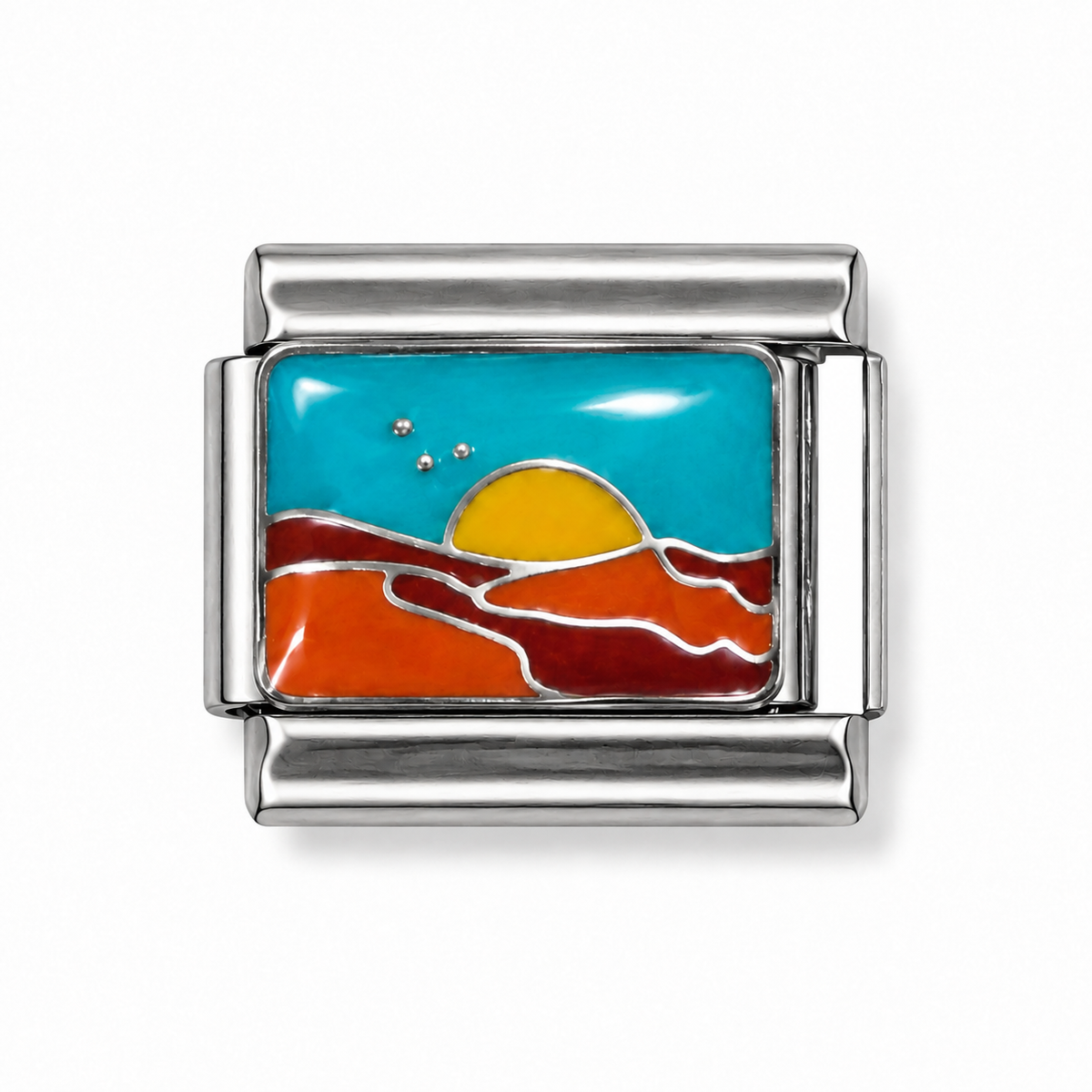 Desert Sunset Landscape Silver Italian Charm